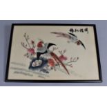 A Chinese Framed Silk, Exotic Birds, Frame Measuring 38x25.5cms
