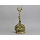 A Weighted 19th Century Brass Door Porter in the Form of a Basket of Fruit, 36cms High