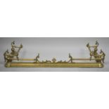 A Late Victorian/Edwardian Brass Fire Kerb, 135cm wide