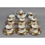 A Royal Albert Old Country Roses Tea Set to comprise Tea Pot, Six Cups (One AF) Six Saucers, Six