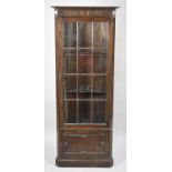 A Mid 20th Century Glazed Oak Double Freestanding Glazed Corner Cabinet, 66cm Wide