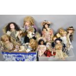 A Collection of Late 20th Century Porcelain Head Dolls