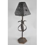 A Modern Wrought Iron Tea Light Stand in the Form of a Table Lamp with Hexagonal Stepped Base, 60cms
