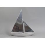 A Modern Polished Aluminium Study of a Sailing Yacht, 37cms High