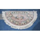 A Patterned Demi Lune Chinese Woollen Hearth Rug, 178x70cm