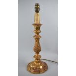 A Gilt Painted Table Lamp in the Form of an Ornate Candlestick, 43cm high