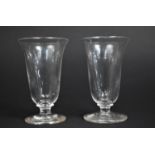 Two 19th Century Drinking Glasses with Trumpet Bowls on Short Stem and Circular Foot, 10.5cm high