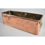 A Rectangular Copper Planter with Brass Lion Mask Ring Handles, 42x15x14cms High