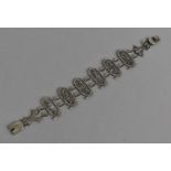 An Egyptian Silver Panel Bracelet having Six Oval Cartouches, 26mm Tall, Each Housing Fretwork