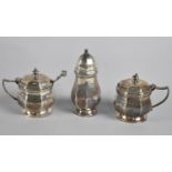 An Edwardian Silver Three Piece Cruet Set, Birmingham Hallmark