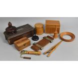 A Collection of Various Treen Items to comprise Turned Wooden Boxes, Ebonized Stand Etc (Some