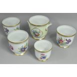 A Set of Four Portuguese Porcelain Cache Pots of Graduated Size with Floral Design Together with a