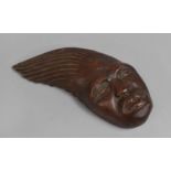 A Carved Wall Hanging Wooden Mask, Signed Rene Shapshak, 1939, 40cms High