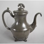 A Victorian/Edwardian Pewter Coffee Pot by Whitehouse, 24.5cms High