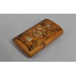 A Continental Olivewood Snuff Box, Hinged Lid with painted Decoration, 8cms Wide