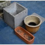 A Collection of Various Planters to comprise Square Example, Glazed Stoneware Etc