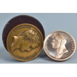 Two Bronze Coins, Waterloo Campaign Commemorative Coin - George P., and Bronze Napoleon