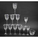 A Set of Eight Waterford Marquis Large Wines together with a Smaller Set of Three and a Glass Bowl