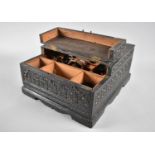 A 19th Century Anglo-Indian Colonial Work/Sewing Box with Intricately Carved Geometric and Floral