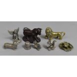 A Collection of Various Cast Brass and Other Metal Animal Ornaments, Thimble Etc