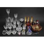 A Collection of Various Glassware to comprise Coloured Glass, Dolphin Ornament, Inkwell, Wines Etc