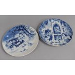 Two Contemporary Meissen Blue and White Plates, 1974 Fairy Tale - Sleeping Beauty and Winter