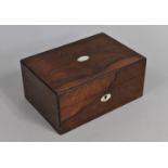 A Late 19th Century Rosewood Work Box, Hinged Lid to Fitted Interior with removable Fitted Tray,