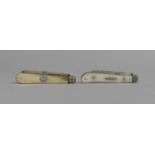 Two Silver and Mother of Pearl Fruit Knives, One Example with Oval Inscription "Jessie"