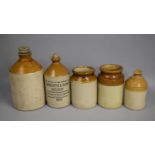 A Collection of Various Glazed Stoneware Bottles and Jars to comprise Haworth and Son 1925 Bottle
