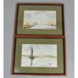 A Pair of Framed Watercolours, Harbour Scenes, Signed and Dated, 24x15cms