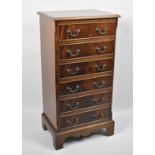 A Reproduction Mahogany Narrow Chest of Six Drawers on Bracket Feet, 44cms Wide and 87cms High