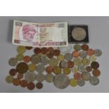 A Collection of English and Foreign Coinage to Comprise Crowns, American Coinage, Bank Note etc