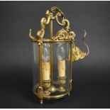 A Mid 20th Century Circular Ormolu and Glass Ceiling Light Fitting with Three Inner Bulbs, 38cms