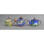 A Collection of Three Enamelled Teapots, Circa 2003