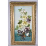 A Gilt Framed Oil on Glass, Bouquet of Flowers, 30x60cm