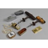 A Collection of Sundries to include Two 19th Century Corkscrews, Cigar Cutter, Pocket Lighters, Acme