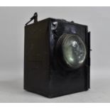 A Vintage LMS (London Midlands and Scottish Railway) Signal Lamp of Square Form Complete with Burner