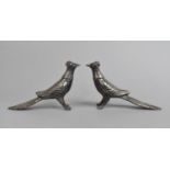 A Pair of Canadian Silver Plated Studies of Pheasants, 17cms Long