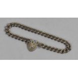 A Early 20th Century Curb Link White Metal Bracelet, with Later Padlock Clasp (AF), 20cms Long, 23.