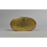 An Early 19th Century Dutch Brass Oval Tobacco Box with Engraved Decoration to hinged Lid and