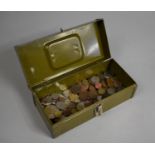 A Vintage Metal Box Containing Various Coinage etc