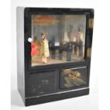 A Mid 20th Century Oriental Lacquered Musical Cabinet with Single Drawer, 18cms Wide and 24cms High