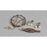 A Small Collection of Period Costume Jewellery to include 9ct Gold, Amethyst and Pearl Bar Brooch (