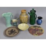 A Collection of Various Stoneware to comprise Heavy Glazed Vase with Incised Sea Bed Scene having