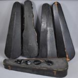 A Collection of Various Vintage Wooden Cased and Other Violin Cases, In Need of Restoration