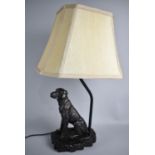 A Modern Cast Novelty Table Lamp in the Form of a Seated Black Labrador, with Shade