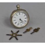 A Plated Pocket Watch with Enamelled Dial Having Subsidiary Seconds Dial and Roman Numeral, Swiss