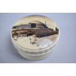 A Mid Century Bakelite Circular Lidded Box decorated with View of Domed Top Building