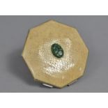 A Vintage Octagonal Powder Compact with Shagreen and Jade Mounts