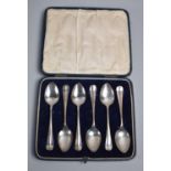 A Cased Set of Six Silver Coffee Spoons